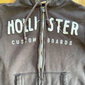 Hollister Distressed Custom Boards Zip Hoodie Large